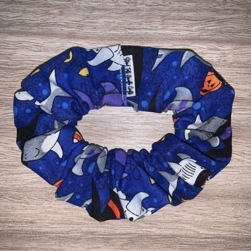 $7ea or 3/$15 Halloween shark hair Scrunchie handmade new